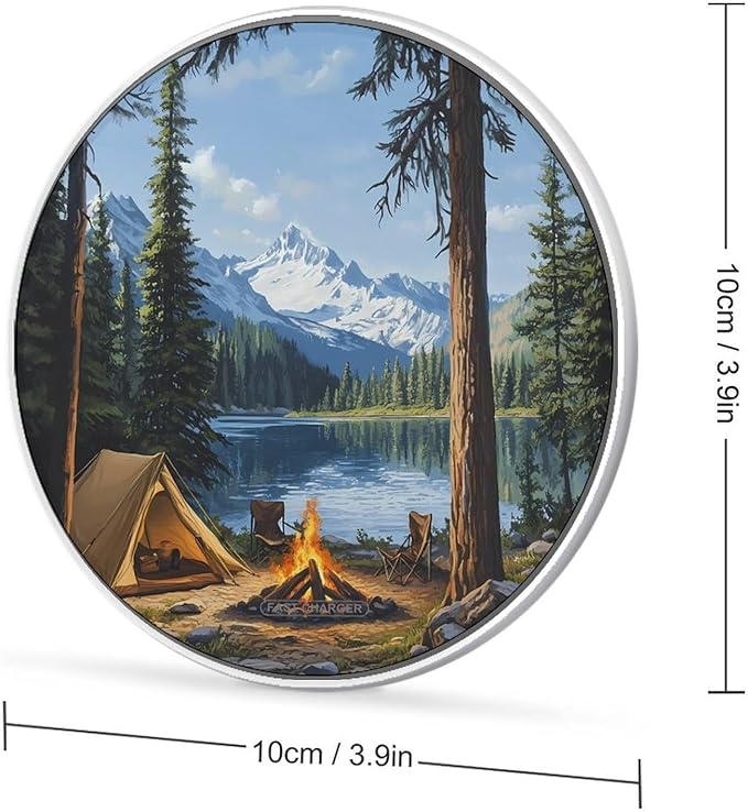 Forests Bonfire Wireless Charger Anti-Slip Wireless Charging Pad Slim Charger Mat for Men Women