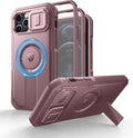 Dexnor for iPhone 12 &amp iPhone 12 Pro Case with Slide Camera Cover &amp Adjustable Kickstand &ampBuilt-in Screen ProtectorMagsafe Rugged Shockproof Bumper Cases Heavy-Duty Protective CoverPeony