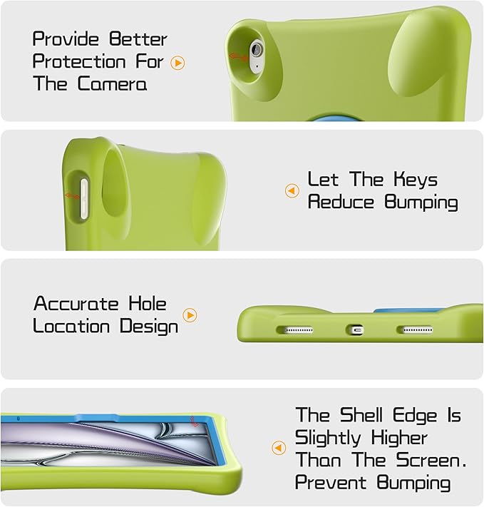 Pepkoo for iPad Air 13 inch Case for Kids with 360° Rotatable StandShockproof EVA Handle Cover for iPad Air 13 M3 2025 and M2 2024 Models