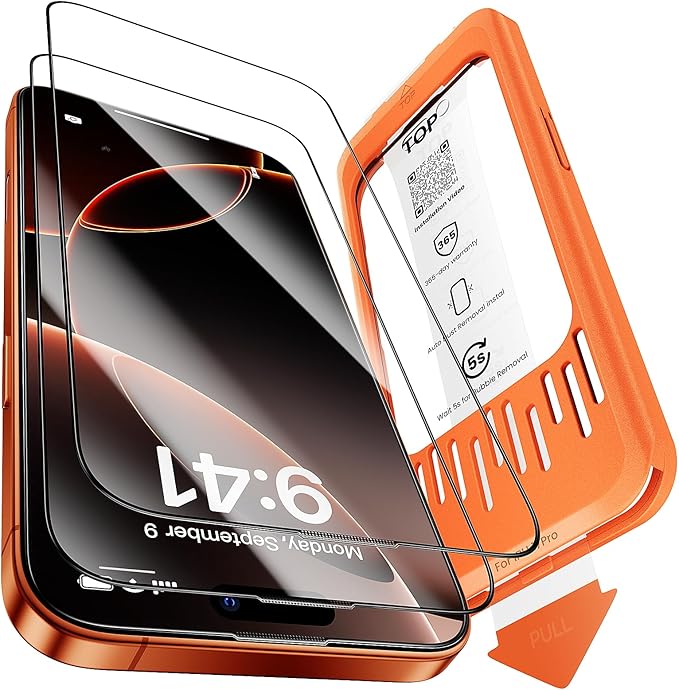 2-Pack for iPhone 17 Pro Screen ProtectorMilitary Grade ShatterproofBubble-Dust Free Box9H+ HD Tempered GlassScratch &amp Smudge Resistant for 17 Pro iPhone 6.3 inch