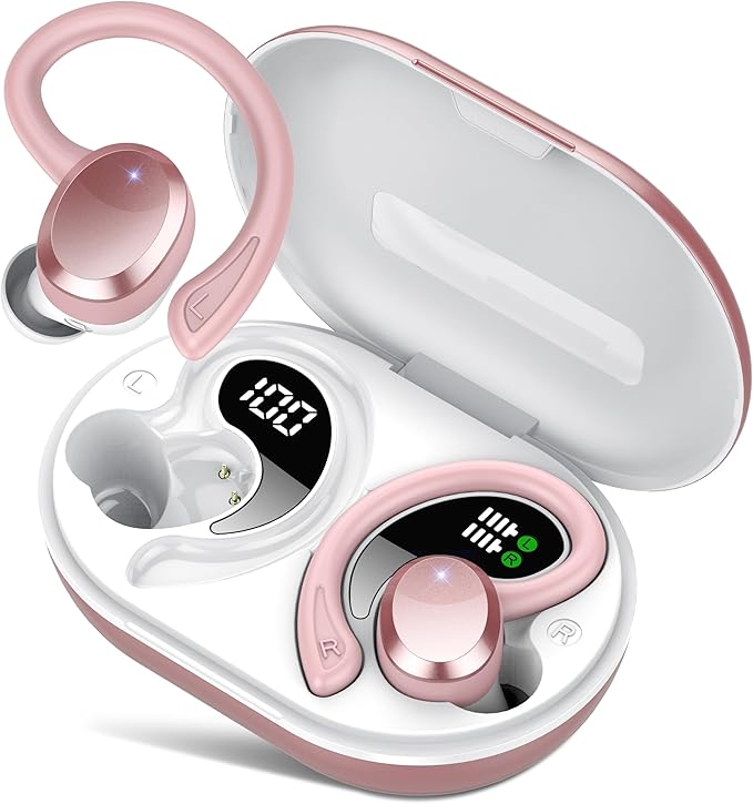 sprtoybat Wireless Earbuds 2026 New Bluetooth 5.4 Headphones Sport Earphones with 68Hrs Playtime LED Display ENC Noise Cancelling Mic IPX7 Waterproof Over Ear Ear Buds with Hook for Sports/Running