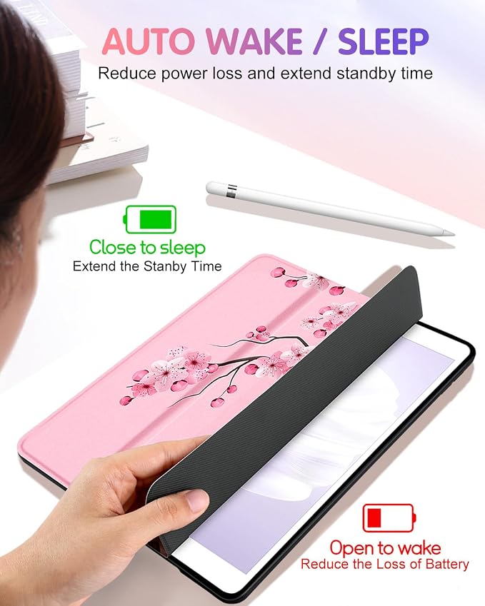 3-for iPad 9/8/7th-Pink Flower