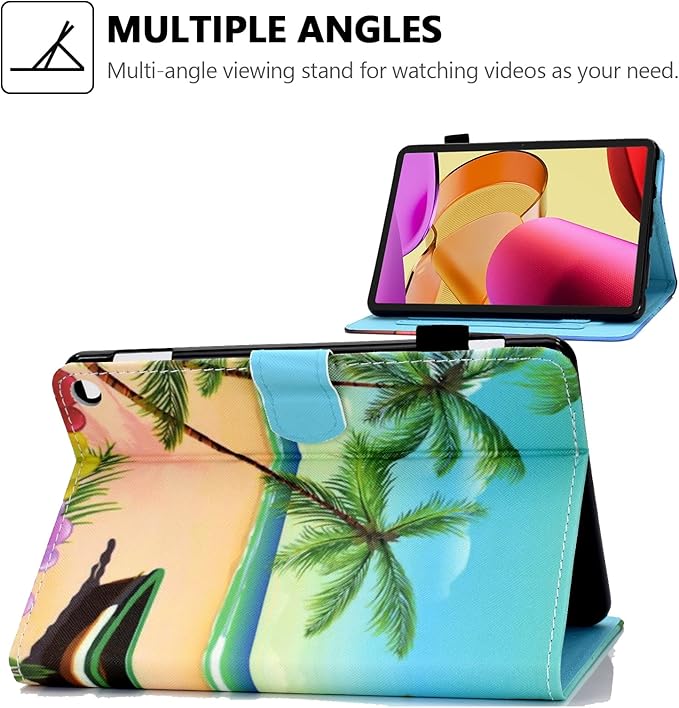 Case for Amazon Fire Max 11 13th Generation (2023) Techcircle Folio Stand PU Leather Magnetic Smart Wallet Soft Cover Protective Case with Pen Holder+Card Slots Auto Wake/Sleep Summer Beach