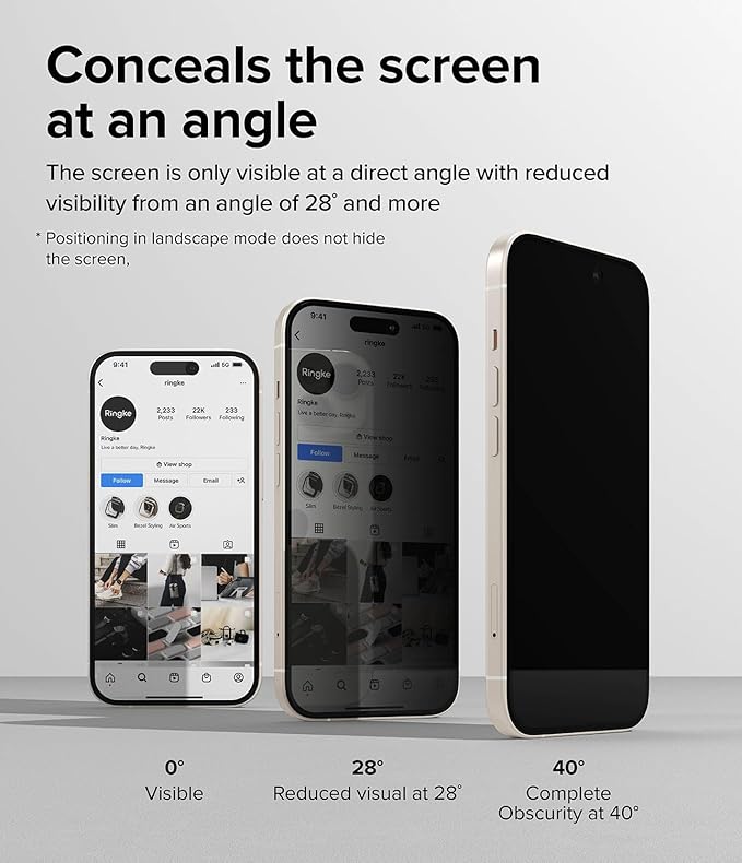 Ringke Privacy Glass [Feel Better in Public] Compatible with iPhone 15 Screen Protector Easy to Install Case Friendly Tempered Glass Anti-spy Privacy Screen Protector with Installation Tool