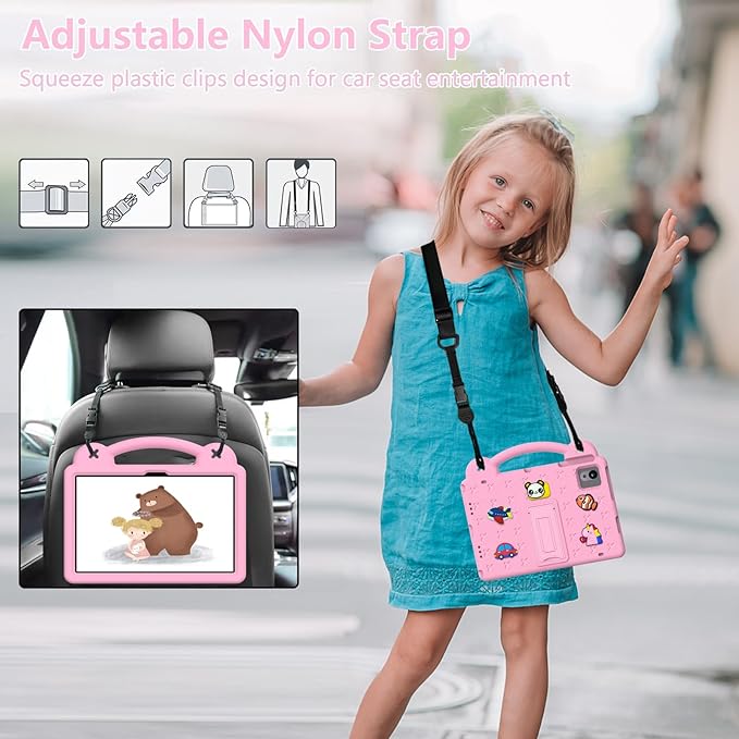 for Revvl Tab 2 Case 10.1 inch 2025 Kids EVA Tablet Cover with Strap Stand Handle for Tmobile Revvl Tab 2 5G Case Pink