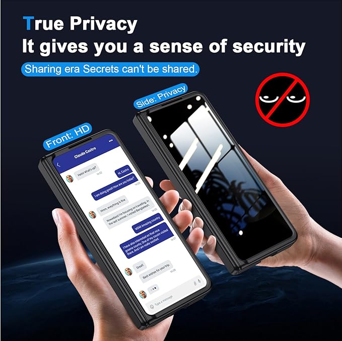for Galaxy z-Fold-5 Multifunction Business Case: Privacy Screen Protector Hidden Kickstand Wireless Charging Thin Design for Business Professionals Phone Cover for Samsung z fold 5 5G 2023