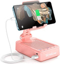 TechGlow Gifts for Men Women Foldable Cellphone Stand with Bluetooth Speaker and Charging Function 360° Rotatable Phone Stand Birthday Gift Idea for Mom Dad Cool Tech Gifts-Pink