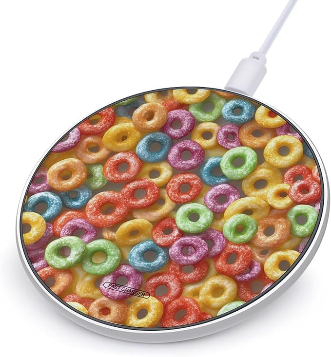 Fruit Hoops Cereal Wireless Charger Anti-Slip Wireless Charging Pad Slim Charger Mat for Men Women