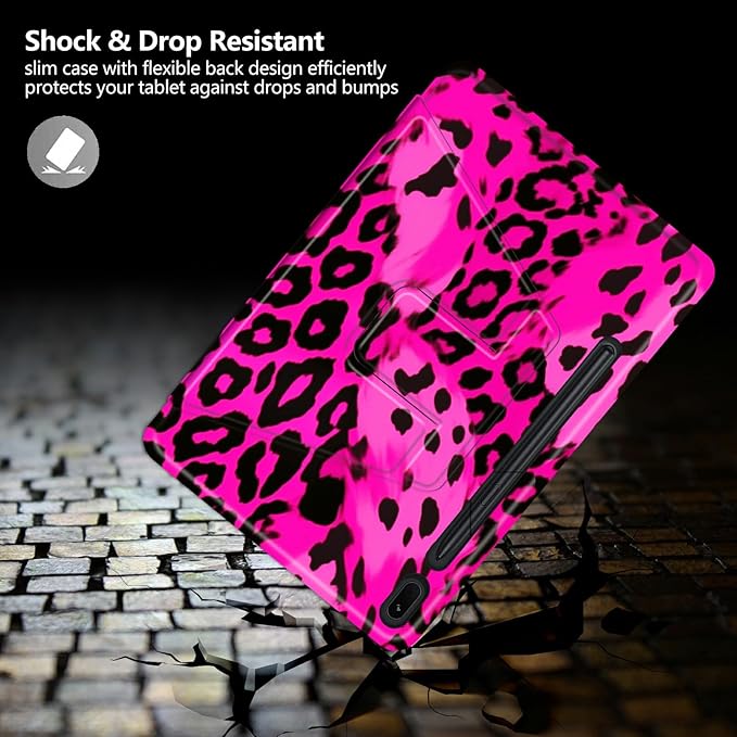 Case for Samsung Galaxy Tab S6 10.5 2019 (Model SM-T860/T865/T867) Pink Leopard Print Theme 360 Degree Rotating Stand Smart Protective Cover for Samsung S6 T860 Tablet
