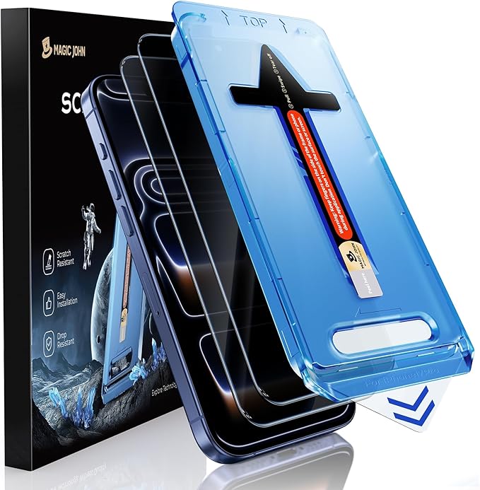 MAGIC JOHN 2 Pack for iPhone 17 Pro [6.3] inch Privacy Glass Screen Protector Auto Dust-Elimination Bubble Free Easy Installation Daily Drop Protection