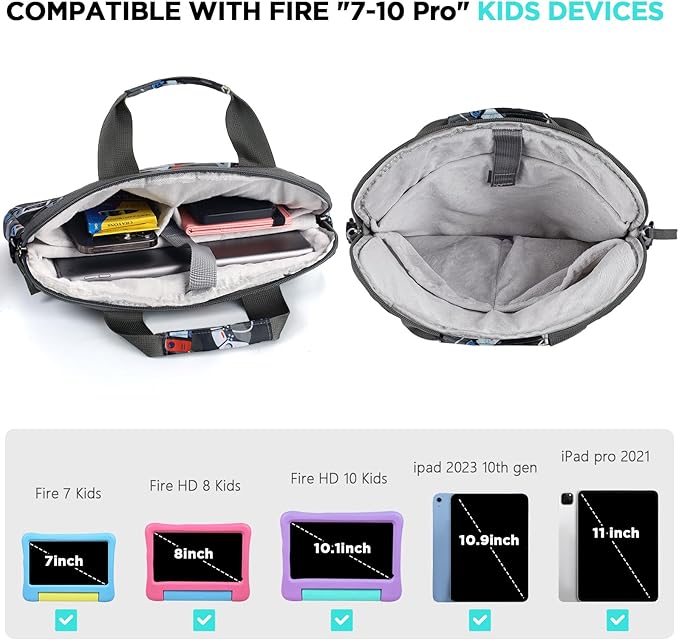 Kids Tablet Bag for Boys Kids Tablet Carrying Case for Fire HD 10 HD 8 Fire 7 Sleeve Bag Kid Kindle Bag iPad Bag for Kid Games Camo Black