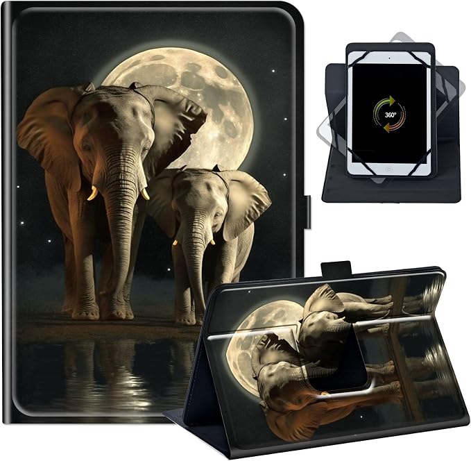 Elephants Under Moon
