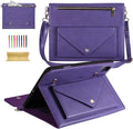 Dteck Business Case for iPad Pro 11 Inch iPad Air 11 Inch PU Leather Flip Stand Cover Pencil Holder Zipper Pocket Strap Protective Wallet Case Purple