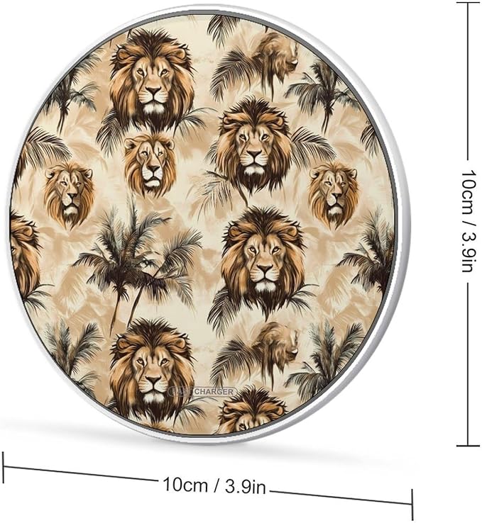 Lion Wireless Charger Anti-Slip Wireless Charging Pad Slim Charger Mat for Men Women