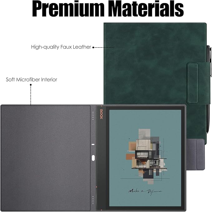 BOZHUORUI Magnetic Case for Boox Note Air 5 C Tablet ePaper (10.32025 Released) | Pen Buckle Design | with Auto Sleep/Wake | Thin &amp Light | PU Leather Cover (Pine Green)