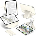 JKSML Dynamic Folio Case for iPad Air M4/M3/M2 11 &amp Air 4th/5th Gen 10.9 Detachable Pencil Holder 20+ Multi-Angle Origami Cover Slim &amp Ergonomic &amp Powerful Magnetic - Cream