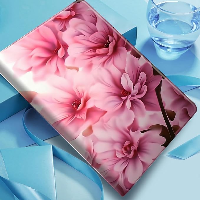 DIGTIALLL Case for iPad Air 5th/4th Generation (2022/2020 Release) 10.9/iPad Pro 11 2022/2021/2020 Release PU Leather Smart Premium Stand Protective Cover with Auto Sleep/WakePink Flowers
