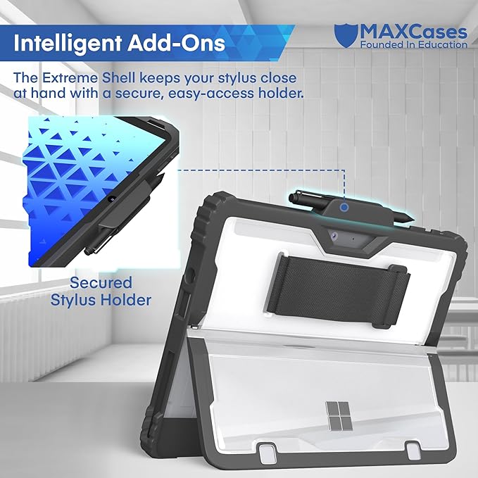 MAXCases Extreme Shell Microsoft Surface Pro 9/10/11 Case 13 Black - Rugged Custom-Fit Protective Cover for Microsoft Surface Pro Case with Stylus Holder - Shockproof &amp Durable Tablet Cover