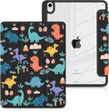 Batianda Hybrid Case for iPad Air 2022 (5th Generation M1 Chip) / iPad Air 4th 2020 10.9 inch [Built-in Pencil Holder] Shockproof Cover with Clear Transparent Back Shell TPU BumperCute Dinosaurs
