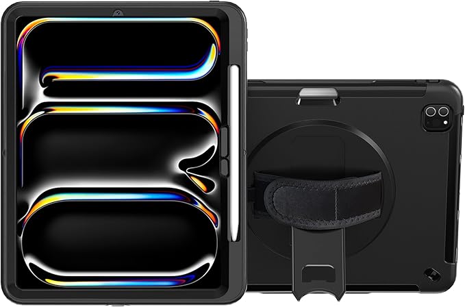 Protective Tablet Case - CTA Protective Case with Build in 360° Rotatable Grip Kickstand for iPad Pro 13-inch (2024) - Black - (PAD-PCGKPRO13)
