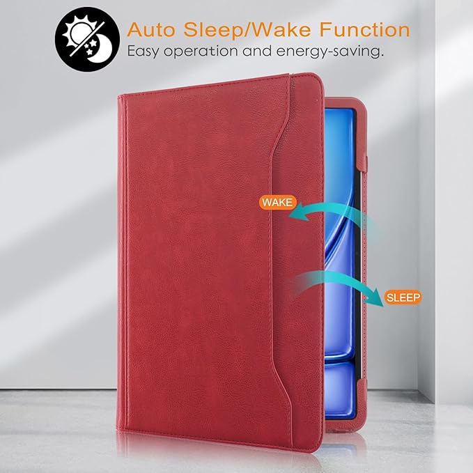 Case Compatible with Tablet iPad Pro 13 inch 7th Generation M4 2024iPad Air 13 inch M2 2024Cover 360° Rotating Stand PU Leather for iPad Pro 12.9 inch 6th/5th /4th/3rd GenRed