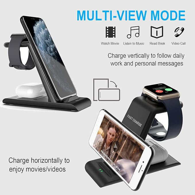 Foldable Wireless Charger Compatible for Samsung3 in 1 Charging Station for Galaxy Watch 7/Ultra/FE/6/5Galaxy S25/Ultra/S24/Z Flip 6/5/Fold 6/5Galaxy Buds 3/2/Pro Charger
