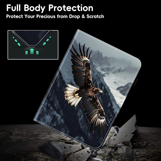 Case for iPad 9th / 8th / 7th Generation (2021/2020/2019) 10.2 inch/iPad Air 10.5 2019 / iPad Pro 10.5 2017Wallet PU Leather Folio Cover with Auto Sleep/WakeBald Eagle Flying in The Sky