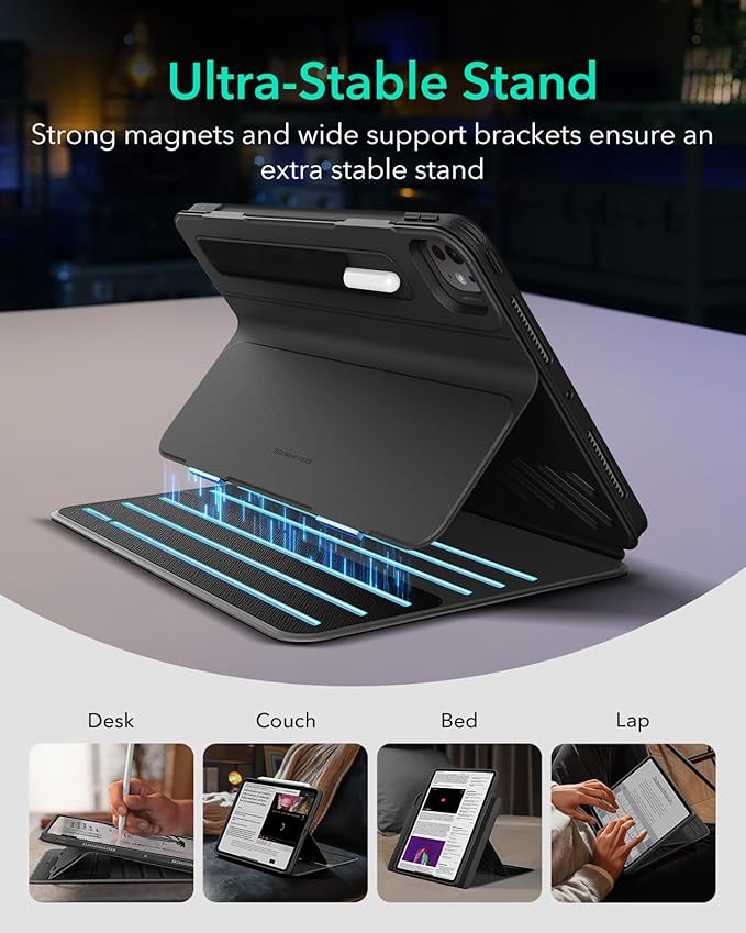 ESR for iPad Pro 13 Inch Case (M5/M4) 2025/2024 Rotating Case with Removable Magnetic Cover Adjustable Portrait/Landscape Stand 9 Standing Angles Shift Series Black