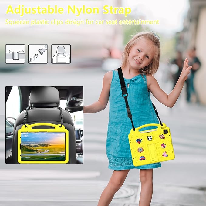 Compatible with Lenovo Tab M11/Tab P11/Tab P11 Plus/Xiaomi Redmi Pad SE(2023) 11 inch Tablet Case Kids Shockproof Protective Case with Shoulder Strap &amp Stand Handle - Yellow