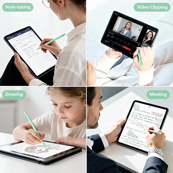 Stylus Pen for iPad 6th-11th Generation-2X Fast Charge Active Pencil Compatible with 2018-2025 Apple iPad Pro 11/12.9/M4iPad Air 3/4/5/M2/M3iPad mini 5/6 Gen-Green