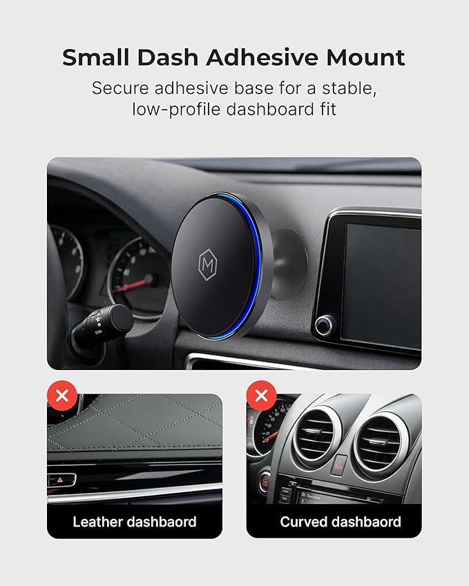 Mag Switch Qi2 Wireless Car Charger Small Dash Mount 15W Fast Charger with Built in on/off Switch for smarter charging Strong N52 Magnets Compatible with iPhone 14/15/16/17 Iphone Air