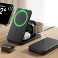 ESR 3 in 1 Charging Station for Apple Certified Apple Watch Charger 15W MagSafe Charger Stand for iPhone Travel Charger for iPhone 17/16/15/14/13 Watch AirPodsBlack