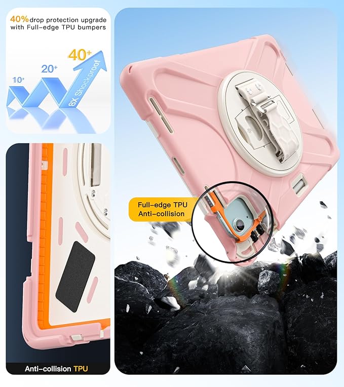 BRAECN Case for iPad Air 11 inch 2026(M4) 2025(M3) 2024(M2)iPad Pro 11 inch(4th/3rd/2nd/1st)&amp Air 10.9(5th/4th) Protective with Pencil Holder Screen Protector 360°Rotating Stand Handle Full Body