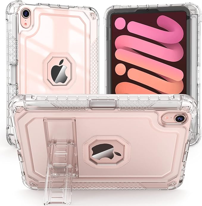 Case for iPad mini A17 Pro for iPad mini 7th/6th Generation Case 8.3 inch 2024/2021 with Pencil Holder/Stand Slim Cover for i Pad Mini 7/6 (Clear)