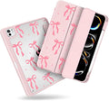 MecBevia Case for iPad Pro 11 inch M5 2025 / M4 2024 (6th/5th Gen) A3357 A3358 A3359 A2836 A2837 A3006 – Built-in Pencil Holder &amp Auto Wake/Sleep Pink Bow