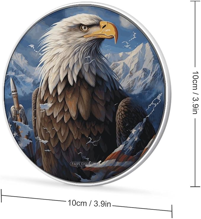Eagle Wireless Charger Fast Wireless Charging Pad with USB Cable 10W Anti-Slip Magnetic Wireless Charger Portable Slim Charger Puck Travel Charging Station