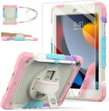 Ambison Case for iPad 9th/8th/7th Generation 10.2'' 2021/2020/2019 [Kid Proof] Full Body Protective Case with 9H Tempered Glass Screen Protector 360° Rotatable Kickstand &amp Hand Strap (Light Pink