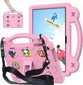 Compatible with Amazon Fire HD 8/HD 8 Plus (2020/2022)/Fire HD 8 2024 Tablet Case Kids Friendly Universal Lightweight Shockproof Protective Case with Shoulder Strap &amp Stand Handle Pink