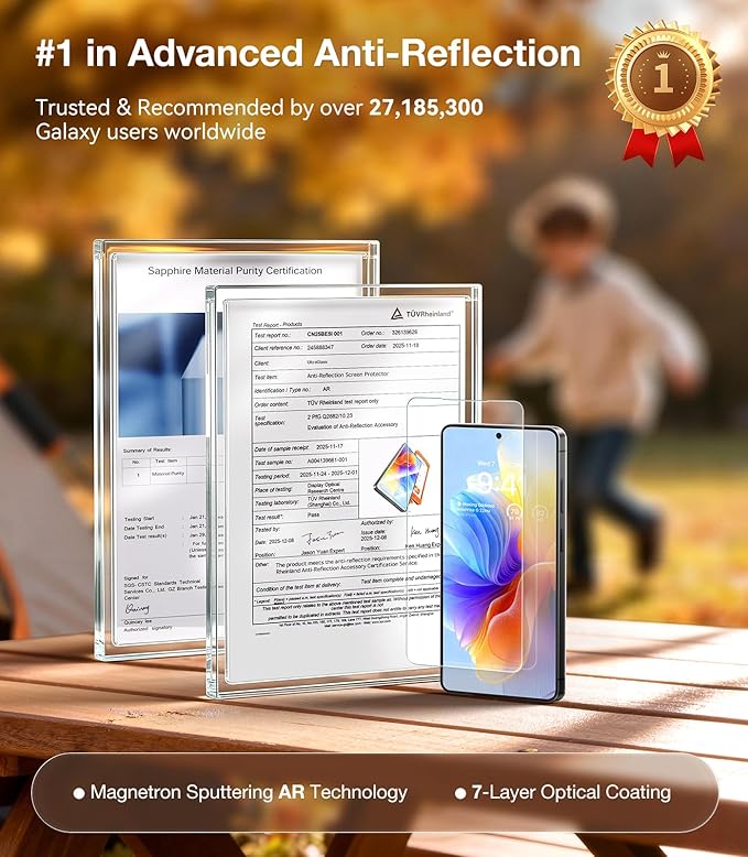 UltraGlass TOP 9H+ OptiArmor for Samsung Galaxy S26 Ultra Screen Protector [NO.1 Anti-Reflection &amp Military Grade Shatterproof] Galaxy 26 Ultra Tempered Glass Anti Glare Easy One-Pull Install 2