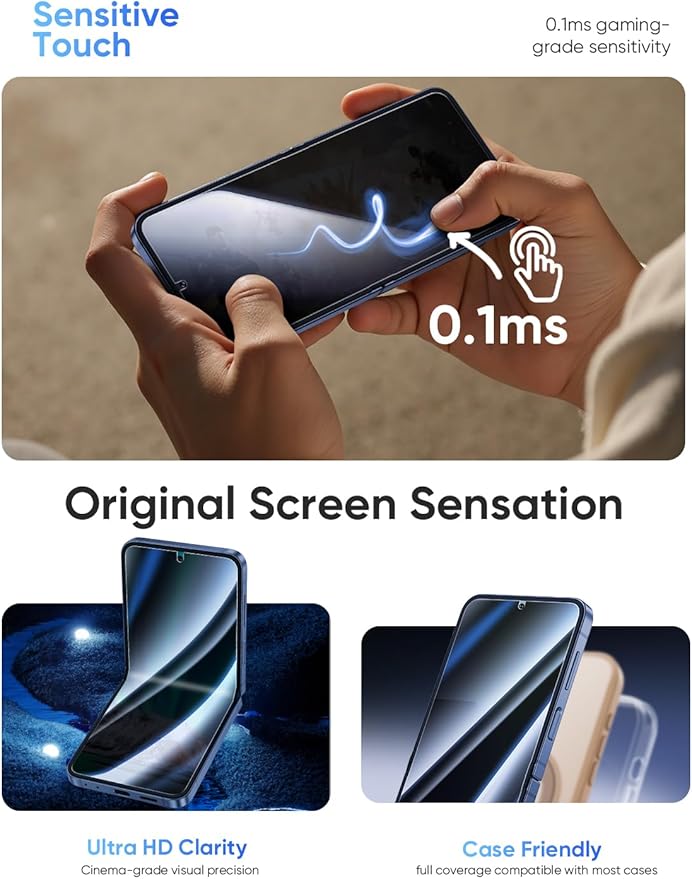 MAGIC JOHN 2-Pack for Samsung Galaxy Z Flip 6 Privacy Screen Protector 28°Anti-Spy Inner Film Soft PET Ultra-Thin Auto-Alignment Kit Bubble-Free Scratch-Proof Case-Friendly