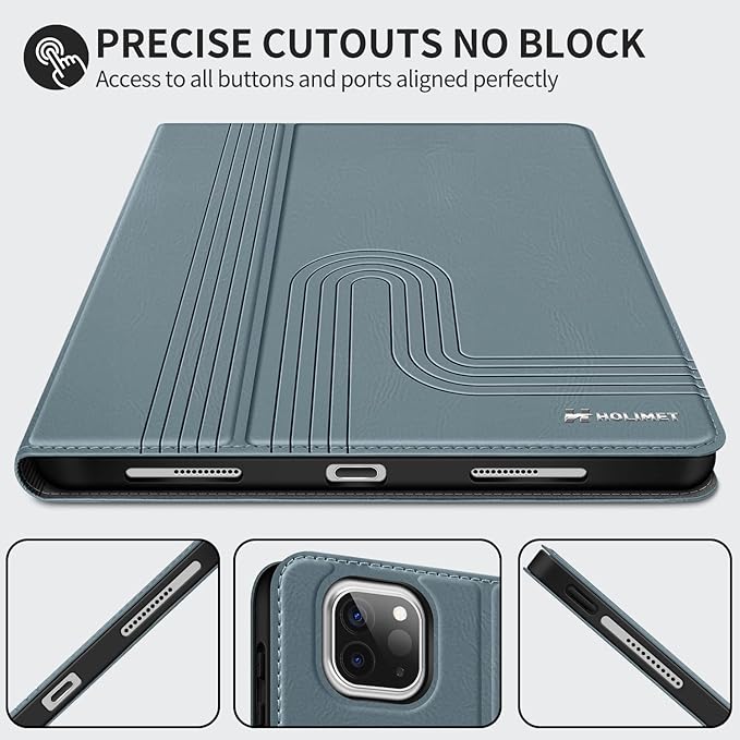 H HOLIMET Case for iPad Pro 12.9 2022 6th/5th/4th/3rd Generation with Pencil Holder Folio Shockproof Auto Sleep/Wake Vegan Leather