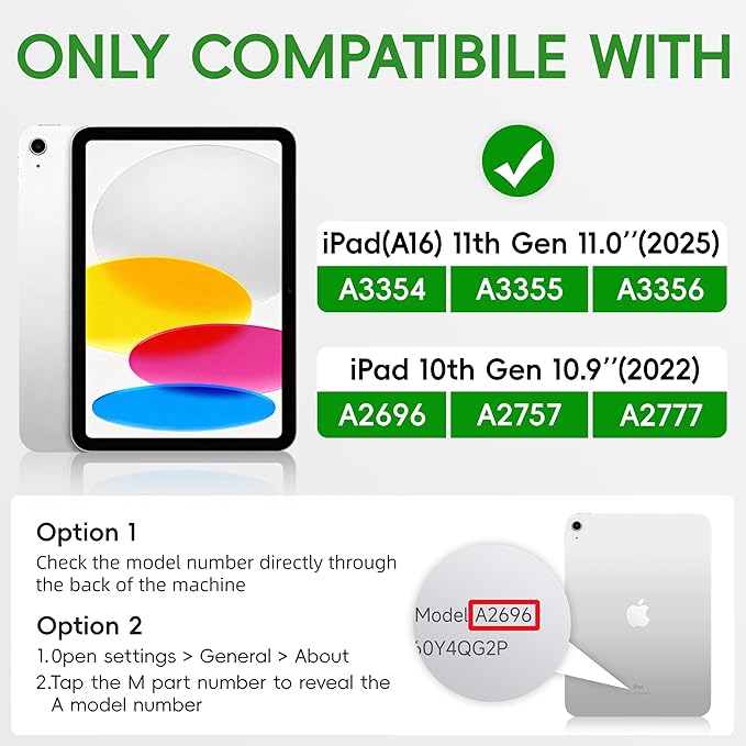 Case for iPad (A16) 11th Generation 11 inch 2025/10th Generation 10.9 inch 2022 Shockproof Cover with Screen Protector/360° Rotate Handle/Bracket/Pen Holder/Shoulder Strap (Rose Red+White)