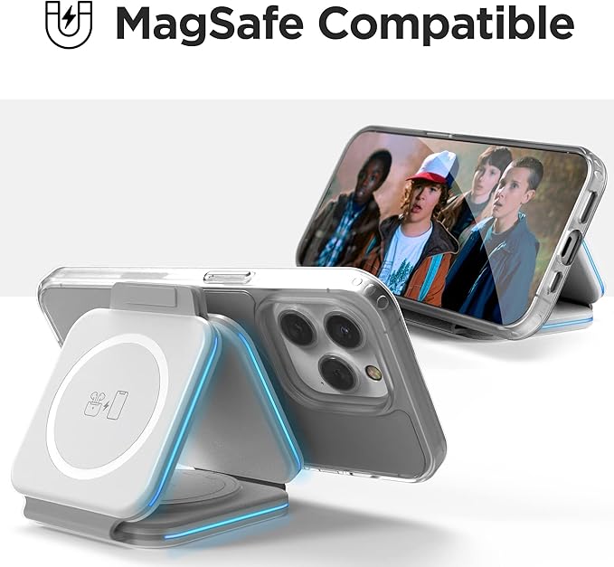 2-Pack Travel 3 in 1 Charging Stations for Multiple Apple Devices - Designed for iPhone Watch and AirPods Magnetic Wireless Charging - Foldable Design Compatible with MagSafe Products