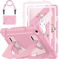 OKP Case for Samsung Galaxy Tab A9+ Plus 11 Inch 2023/ A11 Plus 2025 Shockproof Rugged 11 Galaxy A9+/ A11+ Tablet Cover with Built-in Screen Protector Shoulder Strap Kickstand Pink+Light Pink