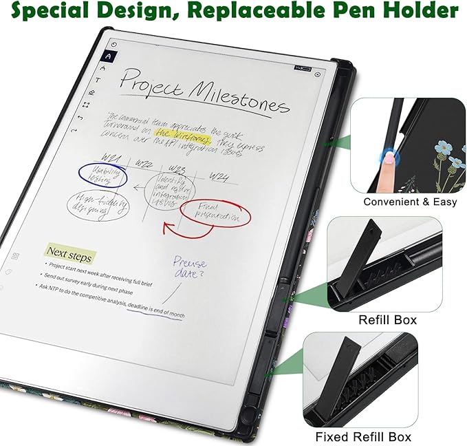 Case for Remarkable Paper Pro Tablet 11.8 (Released in 2024) Hard Back Shell Protective Book Folio Cover with Built-in Pen Holder with Auto Sleep/Wake Function.
