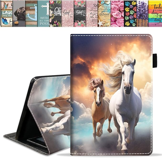 Case for All-New Amazon Fire HD 10 &amp 10 Plus Tablet 10.1 (13th/11th Generation 2023/2021 Release) Slim PU Leather Stand Cover with Card Slot &amp Auto Wake/Sleep Running Horse