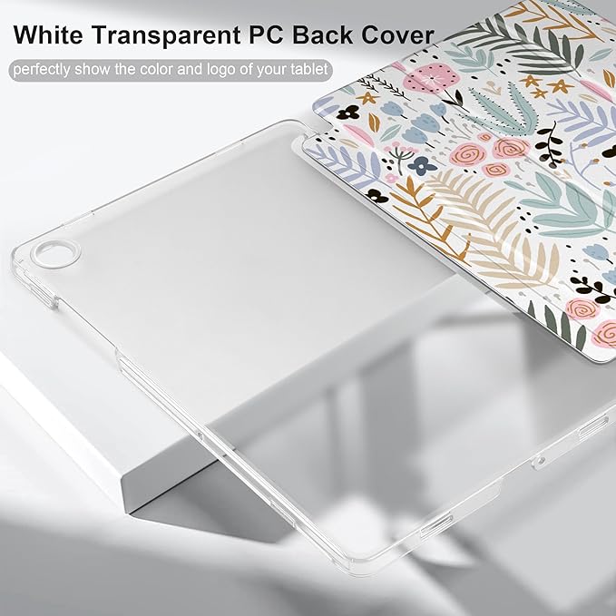 DONGKE Case for Samsung Galaxy Tab A11 Plus A11+ 11 inch (2025/2026) &amp Tab A9 Plus A9+ 11 inch (2024/2023) Slim Smart Stand Cover with Translucent Hard Back Auto Wake/Sleep - Tiny Flowers