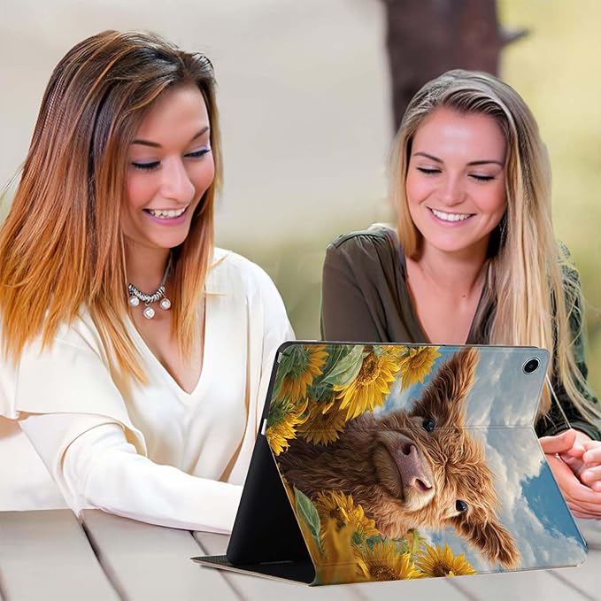 Case for iPad 5th/6th Gen 9.7 2017/2018iPad Air 1/2 9.7 InchSlim PU Leather Cover Adjustable Stand Auto Wake/SleepCute Highland Cow Baby