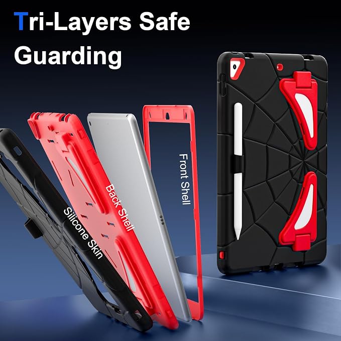 iPad 10.2 Case-Black+Red