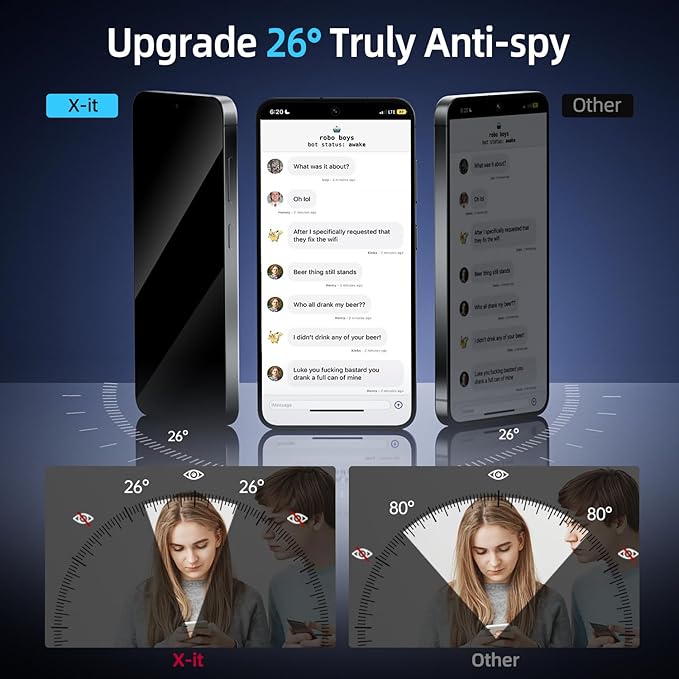 X-it for Samsung Galaxy S25 Screen Protector Privacy 6.2 [Auto Alignment/Dust Removal]Bubble-Free[100% Ultrasonic Fingerprint ID] Easy Installation Full Coverage Anti-Spy [Non-Glass] 2 Packs